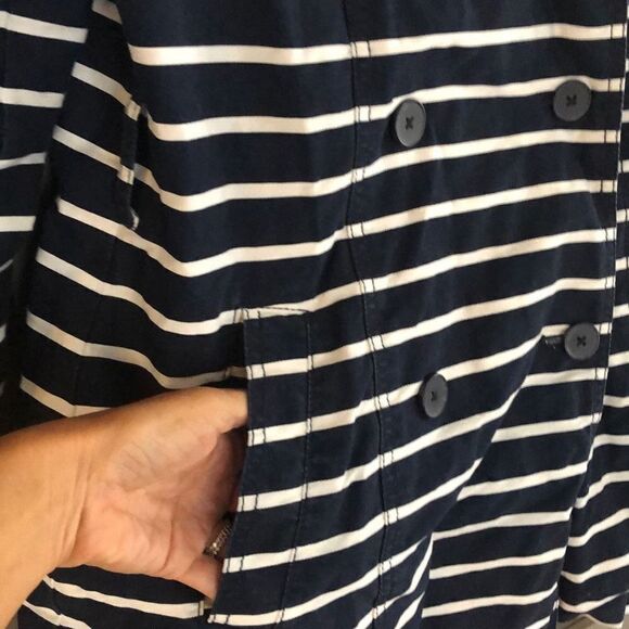 GAP Navy and white double breasted, striped nautical jacket, pea coat size M - Picture 3 of 7